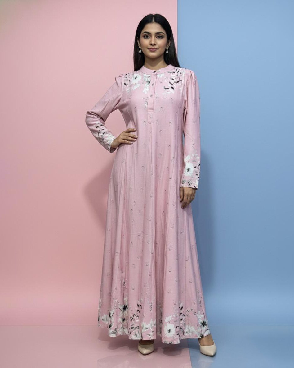 LA00162-Maxi dress-Imported fabrics-Colour-Rose,Peach,Blue,Green-Free size